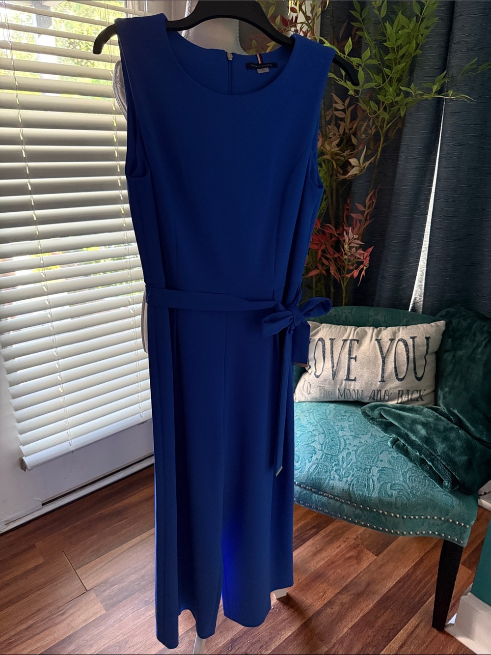 Tommy Hilfiger Cobalt Blue Sleeveless Belted Jumpsuit